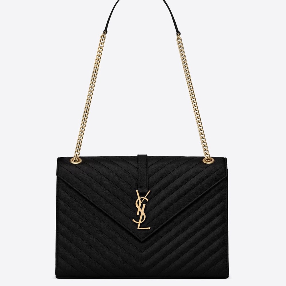 Saint LaurentClassic Monogram Envelope Satchel Matelasse Chevron Leather Large